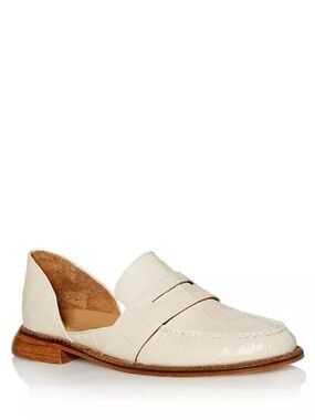 Freda Salvador  Croc Embossed Leather D'Orsay Penny Loafers mocassin sz 8